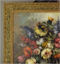WYJĄTKOWY!  KWIATY W PAŁACOWEJ RAMIE - OTMAR LEDERER (MUNCHEN *1926)