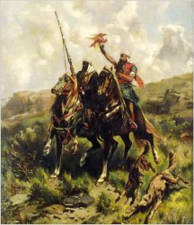 Orientalizm w Malarstwie! Beduińscy Jeźdźcy - John Lewis Shonborn (1855 - 1931)