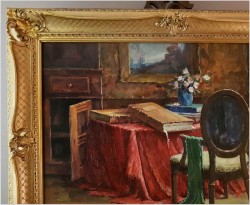 Wyjątkowa Pozycja! Wnętrze Biblioteki w Porannym Świetle - Richard Léon LEUTENEZ (1881-1963)