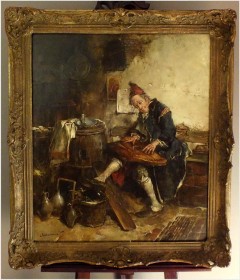 UWAGA, WYPRZEDAŻ KOLEKCJI! STARUSZEK GRAJĄCY NA CYTRZE  - DICKMEIS GERHARD (1918 – 1978)