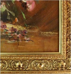 WYJĄTKOWE MALARSTWO W PAŁACOWEJ RAMIE!  KWIATY W WAZONIE - NIEMCY XXw.