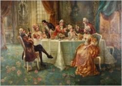 Stare Malarstwo Rokoko! Muzyka Śpiew i Wino - Stephan Sedláček (1868-1936 Wien)