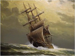 PIĘKNA MARINA! ŻAGLOWIEC NA PEŁNYM MORZU - ERNST ALSEN (1920 - 1989)