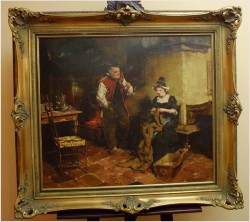 MALARSTWO AUKCYJNE! SCENA RODZAJOWA - DICKMEIS GERHARD (Heinsberg 1918 – 1978 Jülich)