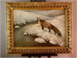 Myśliwskie Malarstwo Aukcyjne! Zimowy Pejzaż z Lisem - Peter PASCHEN (*1873 Germany)