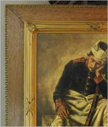POLECAMY WYJĄTKOWY OBRAZ OLEJNY! WOJNA NAPOLEOŃSKA, ZRANIONY ŻOŁNIERZ - CARL FRANZ BAUER (Wien, 1879-1954)