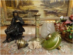 PIĘKNA SYGNOWANA LAMPA NAFTOWA Z ONYX - MATADOR 15"