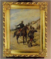 BATALISTYKA! WOJSKA NAPOLEOŃSKIE, OLEJ NA PŁÓTNIE - Guido SIGRISTE (Swiss, 1864–1915)