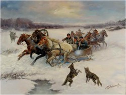 POLECAMY! TROJKA, ATAK WILKÓW - AFANASIJ IVANOVICH SCHELOUMOFF (RUSSIAN 1892-1983)