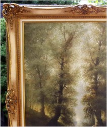 WYJĄTKOWY! LEŚNY SIELANKOWY KRAJOBRAZ, GIFFINGER RUDOLF - WIEDEŃ XIXw. (UWAGA! DUŻY ROZMIAR XXL)