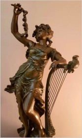 UNIKAT! DUŻA SECESYJNA FIGURA DZIEWCZYNY - L&F MOREAU (*1880) WYSOKOŚĆ 67CM.