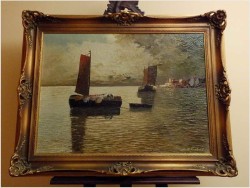 SONNENAUFGANG IM HAFEN VON ALEXANDRIA - GRABONÉ Arnold (1896-1982)