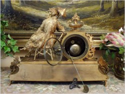 MEDALOWY WYJĄTKOWY ZEGAR FIGURALNY - BRĄZ (JAPY FRERES 1840r.) ZIELONY ONYX!