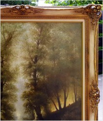 WYJĄTKOWY! LEŚNY SIELANKOWY KRAJOBRAZ, GIFFINGER RUDOLF - WIEDEŃ XIXw. (UWAGA! DUŻY ROZMIAR XXL)