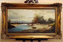 Polecamy! Wyjątkowy pejzaż z krowami ~ Helmut Stadelhofer (1914- 1979)