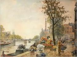 Polecamy Arcydzieło! Nabrzeże, Targ Kwiatowy w Amsterdamie / F. Max RICHTER-REICH (1896-1950)