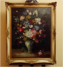 UWAGA! PIĘKNY BUKIET KWIATÓW W WAZONIE - syg Mauer XXw.