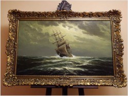 PIĘKNA MARINA! ŻAGLOWIEC NA PEŁNYM MORZU - ERNST ALSEN (1920 - 1989)