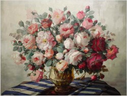 KOMPOZYCJA! HERBACIANE RÓŻE W WAZONIE - Isabella VON MIKULICZ-BREYER (1887-1973)