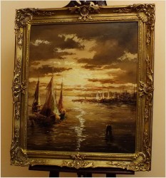 ŁODZIE NA MORZU - Hayr XXw. - (piękny nokturn XXw.)