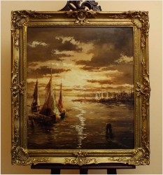 ŁODZIE NA MORZU - Hayr XXw. - (piękny nokturn XXw.)