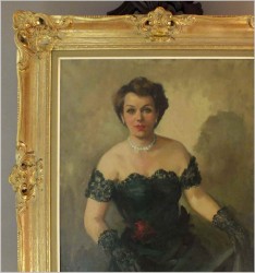 POLECAMY PIĘKNY PAŁACOWY PORTRET OLEJNY DAMY - FRANCJA *1930