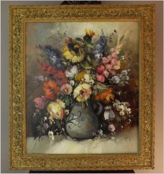 WYJĄTKOWY!  KWIATY W PAŁACOWEJ RAMIE - OTMAR LEDERER (MUNCHEN *1926)