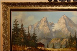 MALARSTWO NIEMIECKIE! PANORAMICZNY KRAJOBRAZ ALPEJSKI 118cm x 68cm