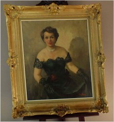 POLECAMY PIĘKNY PAŁACOWY PORTRET OLEJNY DAMY - FRANCJA *1930