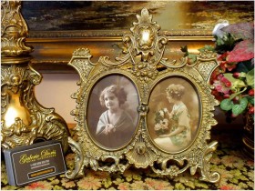 DUŻA MOSIĘŻNA RAMKA NA DWIE FOTOGRAFIE ZA SZKŁEM!