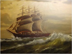 POLECAMY!  - DUŻYCH ROZMIARÓW PIĘKNY OBRAZ MARYNISTYCZNY XXw. (119cm x 89cm)