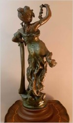 UNIKAT! DUŻA SECESYJNA FIGURA DZIEWCZYNY - L&F MOREAU (*1880) WYSOKOŚĆ 67CM.