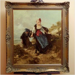 RARYTAS! HOLENDERSKIE KOBIETY NA WYDMACH MORSKICH - DICKMEIS GERHARD (Heinsberg 1918 – 1978 Jülich)