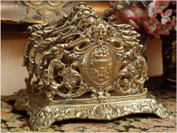 Sygnowany francuski mosiężny listownik do biura!