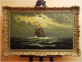 RARYTAS AUKCYJNY! ŻAGLOWIEC NA PEŁNYM MORZU - ERNST ALSEN (1920 - 1989)