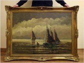 UNIKATOWY ROZMIAR! ŁODZIE NA MORZU - JEAN COUNE (1900-1963)