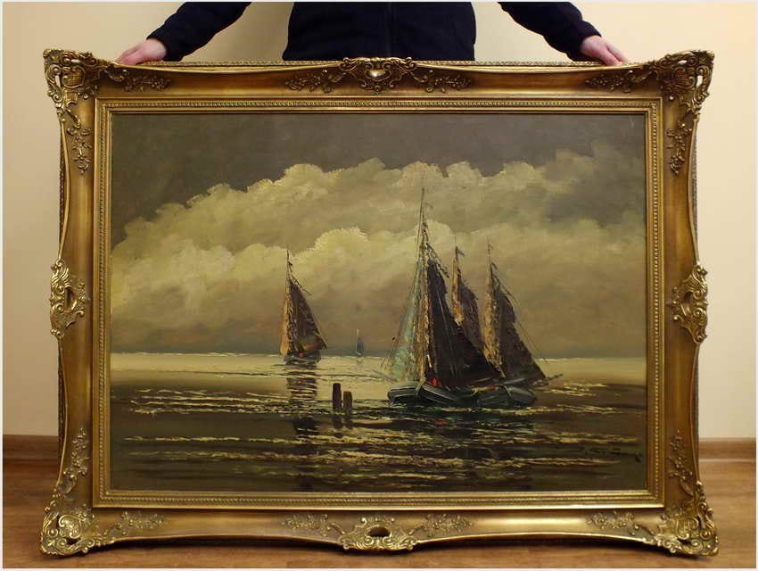 UNIKATOWY ROZMIAR! ŁODZIE NA MORZU - JEAN COUNE (1900-1963)