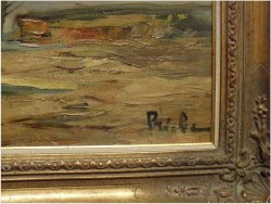 MALARSTWO AUKCYJNE ! KUTRY U BRZEGU - RUDOLF PRIEBE (1889 – 1964)