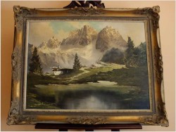 REALISTYCZNY KRAJOBRAZ ALPEJSKI - J.E.LEMKE *1916r. (80x60)