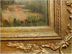 PIĘKNY KRAJOBRAZ W DUŻEJ BAROKOWEJ RAMIE ~ Carl Wilhelm Mosblech (1868-1934)