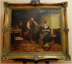 MALARSTWO AUKCYJNE! SCENA RODZAJOWA - DICKMEIS GERHARD (Heinsberg 1918 – 1978 Jülich)