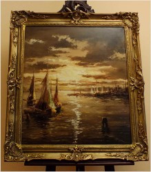 ŁODZIE NA MORZU - Hayr XXw. - (piękny nokturn XXw.)