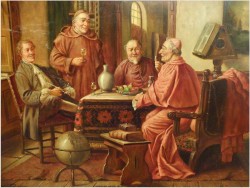 MALARSTWO RODZAJOWE! GEMÜTLICHE RUNDE - (Claüs BERNER XIX/XXw.) München