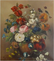 PIĘKNE PAŁACOWE KWIATY! MARTWA NATURA - MEDINA LOUISA (ur. 1911 Padwa)