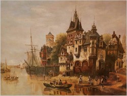 Holenderskie Nabrzeża - sygn B.Lambert, Karl Kaufmann (Österreich, 1843–1901/05)