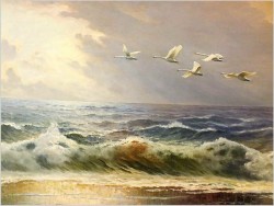 POLECAMY DO HOTELU LUB SALONU! WIDOK NA MORZE PÓŁNOCNE (NORDSEE) - GUSTAW WEISS/GUWE (ROZMIAR XXL 140cmx100cm)