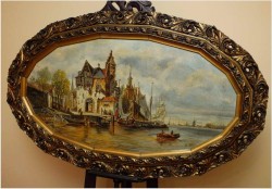 POLECAMY! WIDOK NA HOLENDERSKIE NABRZEŻE – WERNER HERMANN 1816-1905, DÜSSELDORF