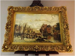 POLECAMY! NABRZEŻE STAREGO AMSTERDAMU - MAX GAISSER (AUGSBURG 1857-1922 MUNICH) ROZMIAR XXL