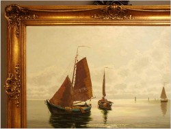 ŁODZIE RYBACKIE NA MORZU - ERNST HUGO LORENZ MUROWANA (1872-1950)