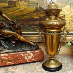 MOSIĘŻNA LAMPA NAFTOWA O PODSTAWIE MARMUROWEJ L&B *1883r.